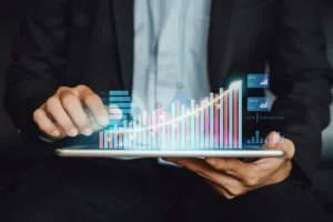 businessman analyzing financial mutual fund with digital augmented reality graphics technology 34141 413